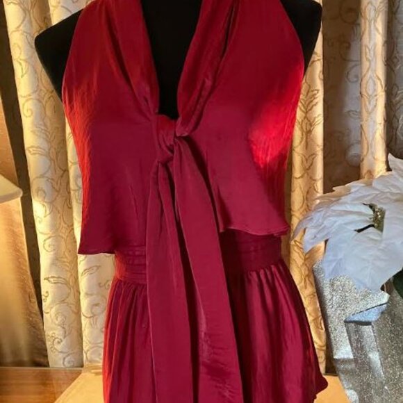 BCBG Max Azria Celline Sleeveless Silky Blouse In Sangria Red Size XS EUC - Picture 4 of 11